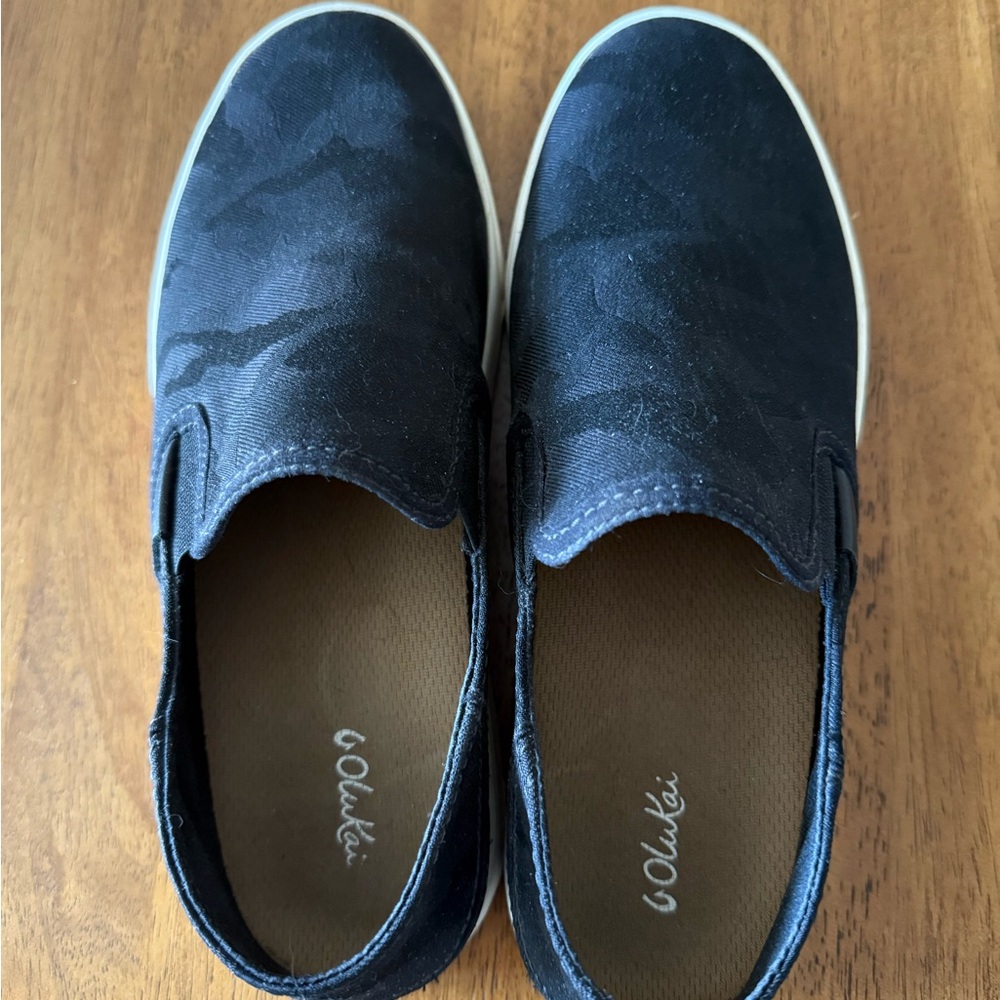 OluKai Dark Canvas Slip-Ons